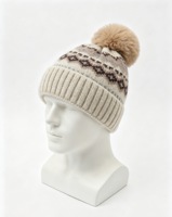 Bonnet d'hiver en tricot style nordique avec pompon et cache-oreilles, 100 % acrylique, unisexe, pour voyage et plage – Fournisseur