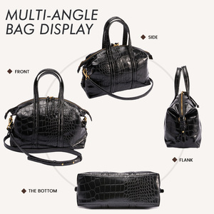 Sac fourre-tout unisexe de luxe SEMIA en cuir PU avec doublure en coton, durable, imperméable, fermeture éclair perlée, motif alligator - Product Image 4