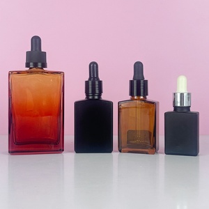 Hot Sale 15ml/30ml/50ml/100ml Glass Matte Black Flat Tincture Square Sandblasted Black Square Essential Oil Flat <b>Dropper</b> <b>Bottle</b> - Product Image 4