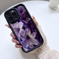 Excellente coque de téléphone portable antichoc en TPU avec motif floral violet et protection d'objectif en forme d'échelle pour iPhone 12 13 14 15 16 17 18 Pro Max