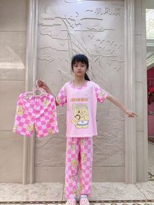 Harga Pabrik Setelan Piyama Anak Lengan Pendek Celana Pendek Tiga Potong Pakaian Tidur Anak Laki-laki Piyama Anak Perempuan Motif Kartun Murah - Product Image 4