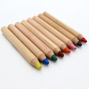 Hoge Kwaliteit 8 Kleuren 3 In 1 Aquarellen Wax Crayon Set Jumbo Size Houten Wateroplosbare Kleur Potlood Set Custom Kleurpotloden