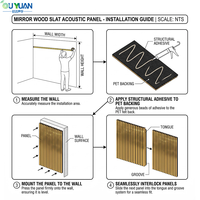 Panneaux acoustiques modernes OUYUAN en PVC à texture miroir dorée, 0,8 NRC, haute réduction du bruit pour salle d'enregistrement, studio, salon, chambre à coucher