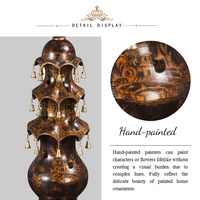 Yips LD-1203-0068B Accessoire de décoration d'intérieur de haute qualité en bois noir antique, motif chinoiserie peint à la main, style moderne du milieu du siècle