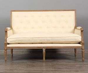 クラシック2人乗り無地木製ソファボタンバックアンティーク - Product Image 2