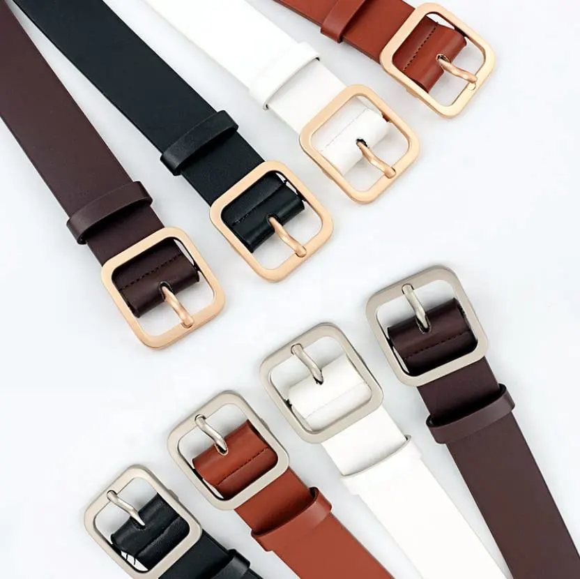 Cheap Simple Design Fashion Lady Casual Jeans Quality PU Leather Belt for Women