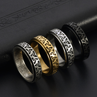 Bague rotative ajourée de style vintage nordique, nœud celtique triangulaire Viking, pour hommes et femmes, en titane et acier décoratif