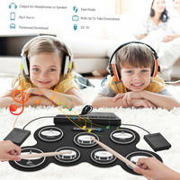 Batterie électronique pliable en silicone, pad de batterie numérique, kit compact portable pour la pratique manuelle avec pédale