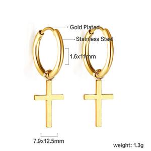 Modernos Pendientes de Aro con Cruz, Chapados en Oro de 18K, de Acero Inoxidable, para Mujeres y Niños - Product Image 2