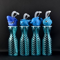 Bouteille isotherme en plastique de 500 ml pour enfants, motif animal de dessin animé, avec paille, idéale pour la rentrée scolaire