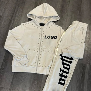 Sudadera con Capucha de Invierno, Tejido Sólido, Holgada, 100% Algodón, Transpirable, Extra Grande, con Cierre, Estampado de Serigrafía, Remaches de Estrás y Capucha - Product Image 6