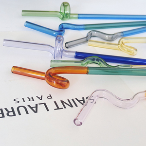 Accessoires de <span class=keywords><strong>cuisine</strong></span> multicolores, pailles en verre torsadées, pailles en verre ondulées pour smoothies et milkshakes - Product Image 2