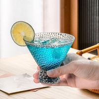 Verres à Martini sans pied texturés martelés vintage en gros, 8 oz, et coupes à glace sur pied
