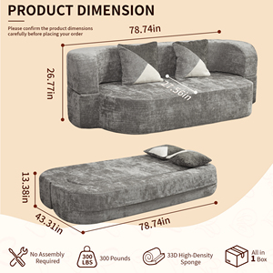 [Stock en EE. UU.] Sofá Cama Eggshell de 78.74" Convertible sin Estructura con Tela de Felpa Suave, <span class=keywords><strong>5</strong></span> <span class=keywords><strong>Colores</strong></span>, Envío Nacional en EE. UU., MOQ 1 - Product Image 6