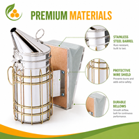 Fumoir à abeilles durable avec soufflet en cuir PU blanc, en acier inoxydable résistant à la chaleur, pour l'inspection des ruches