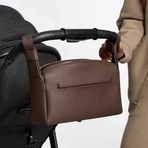 Sac de rangement pour poussette en cuir PU, personnalisé, avec compartiment isotherme, pour couches et accessoires de bébé - Prix de gros - Product Image 1