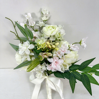DKB Wholesale Bouquet de Fleurs Mariée Blanc et Champagne, Bouquet de Roses et de Pivoines Artificielles pour Mariage Élégant