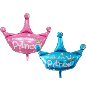 Mini Princess Aluminum Foil Balloons Party Decoration Blue Pink Crown Balloon