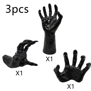 Décorations d'Halloween et de Noël, lot de 3 mains effrayantes en bois à fixer au mur avec bougies éclairées - Product Image 4