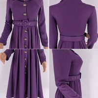 6357 #   Robe de bureau tendance pour femme, décontractée, à col en V, simple boutonnage, coupe trapèze, grande taille, avec ceinture