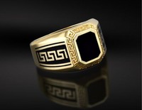 Bagues en obsidienne de luxe personnalisées pour hommes, style hip-hop, vintage, islamique, turc, punk noir, bijoux en pierres précieuses, vente en gros, cadeau