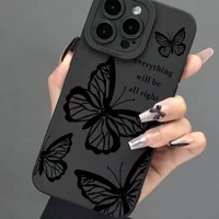 Coque de Téléphone Mobile Anti-Choc en TPU Style Échelle et Lentille avec Imprimé Lettre Papillon Noir pour iPhone Xr Xs 11 12 13 14 15 16 Pro Max