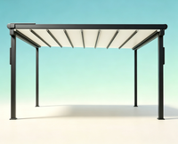 Pergola rétractable moderne en alliage d'aluminium avec voile en PVC, télécommande motorisée, étanche, pour hôtels, usage extérieur, taille personnalisée, blanc