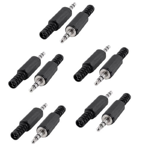 Black Plastic Housing 3.5mm Audio Jack Plug HeadPhone Connector