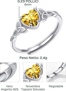 ChicSilver Anillo ajustable <span class=keywords><strong>de</strong></span> plata 925 con <span class=keywords><strong>piedra</strong></span> natural para mujer, caja <span class=keywords><strong>de</strong></span> regalo <span class=keywords><strong>de</strong></span> la suerte para 12 meses - Product Image 5