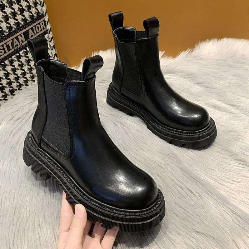Autumn Winter Chelsea Boots Women 2022 Platform Beige White Ankle Boots Fur  Short Chunky Punk Gothic Shoes for Women