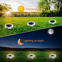 8 LED étanche blanc chaud solaire jardin lumières paysage chemin Patio creusé sol disque lumières pour une utilisation en extérieur