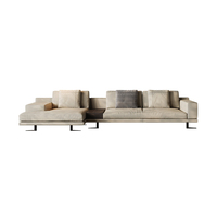 Canapé d'angle en cuir minimaliste moderne avec chaise longue, style italien, pour salon
