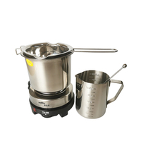 Pot de cire résistant à l'eau pot de cire fondante cuillère à mélanger en acier inoxydable tasse à mesurer pot de cire bouillante bricolage outils de fabrication de bougies à la main