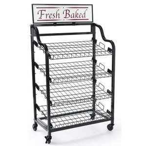 Giá trưng bày bánh 30 "W W/bánh xe, 4 kệ & tiêu đề-Giá Bánh mì đen - Product Image 5