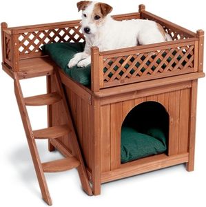 <span class=keywords><strong>Casa</strong></span> Elevada para Perros <span class=keywords><strong>de</strong></span> Madera con Balcón y Escalera para Uso en Exteriores, para Mascotas Pequeñas y Medianas - Product Image 1