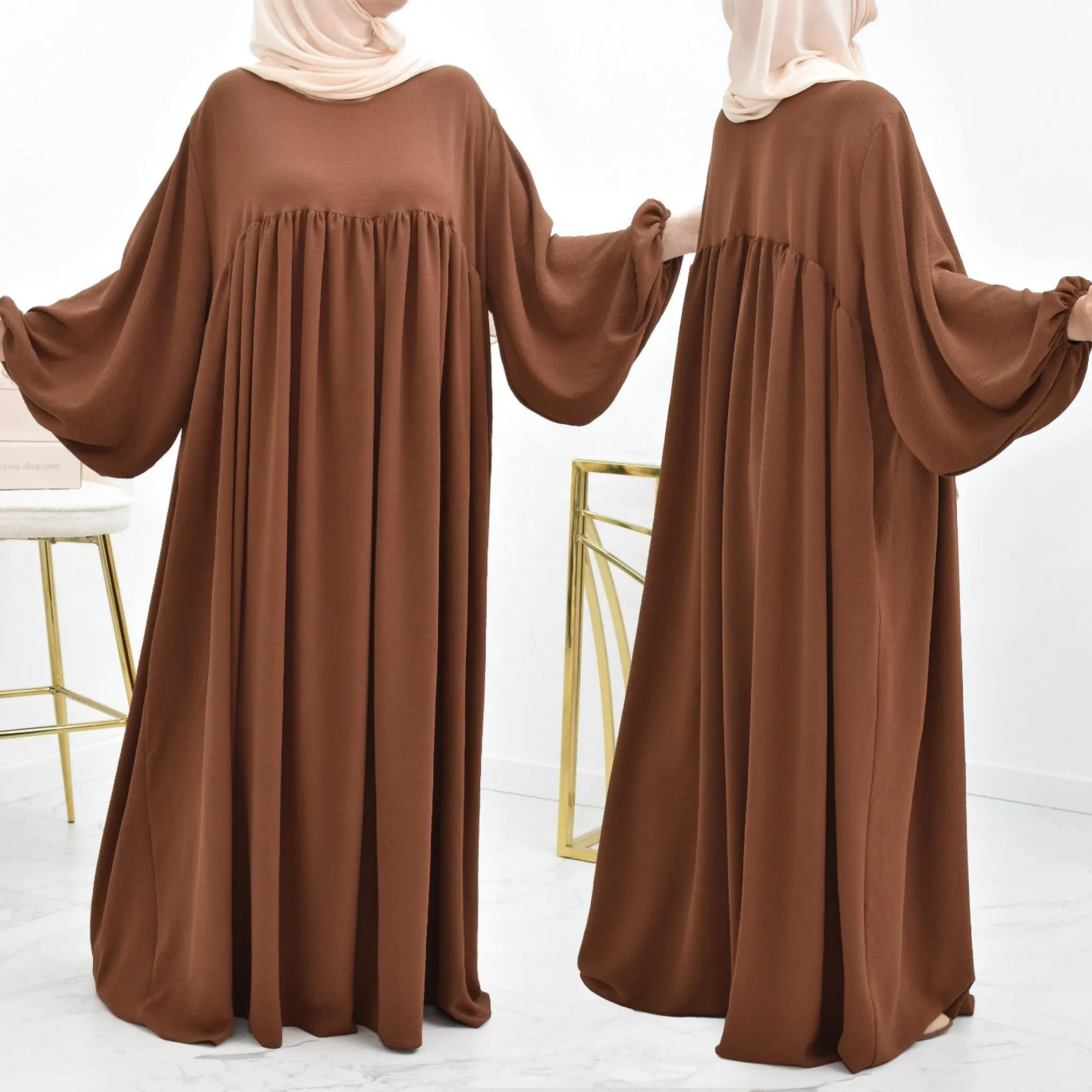 थोक उच्च गुणवत्ता दुबई ठोस रंग मामूली Abaya प्लस आकार मुस्लिम महिलाओं पोशाक कफ्तान लंबी आस्तीन जाज क्रेप आकस्मिक Abaya
