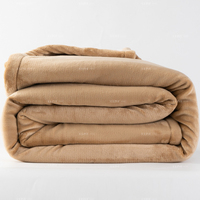 Luxueux 480GSM couleur chameau lourd confortable doux épais chaud en peluche Double couche Sherpa polaire couverture de lit réversible en King Size