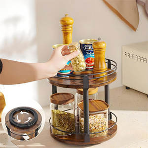 <span class=keywords><strong>Portaspezie</strong></span> <span class=keywords><strong>Girevole</strong></span> Moderno a 2 Ripiani in <span class=keywords><strong>Legno</strong></span> con Supporto Rotante per Soggiorno - Product Image 2