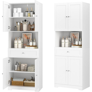 <strong>Bathroom</strong> Furniture OEM <strong>Tall</strong> Large Freestanding <strong>Bathroom</strong> Cabinet with 4-Door Open Compartment Floor <strong>Storage</strong> for <strong>Bathroom</strong> - Product Image 6