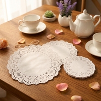 Napperons ronds en papier colorés à motif de fleurs de roses, napperons de table en dentelle, sets de table décoratifs blancs, 100 pièces