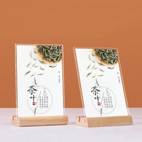 Support de signalisation en acrylique sur base en bois, format A5, forme L/T, présentoir de table transparent, support de signalisation en bois, support de table en acrylique A5, support de menu