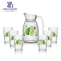 Ensemble de verrerie écologique Hi-key 7 pièces : Pichet à boisson 1 pièce, 6 verres, ensemble pour jus de citron