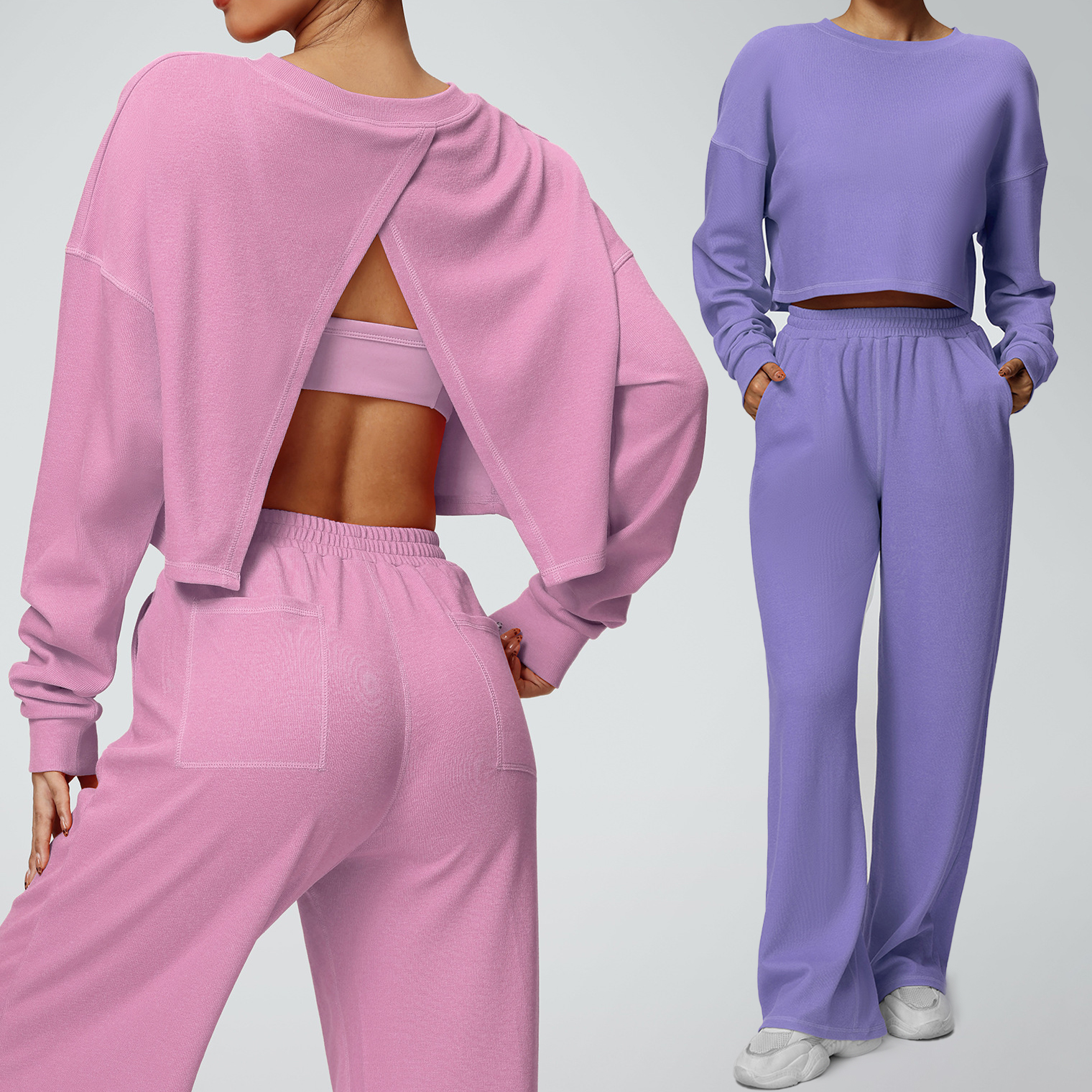 XW-6008 Women Long Sleeve Sports Fitness Solid Color Workout Tops Breathable Quick Dry Open Back Yoga Hoodie Custom