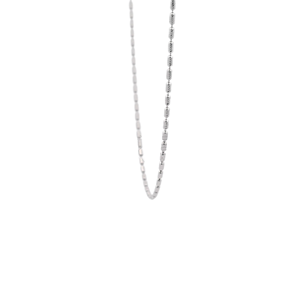 Minimalist Adjustable Textured Cylindrical White Pt950 Fine Beaded <b>Chain</b> Necklace Unisex Platinum Jewelry Gift 4.9g Everyday - Product Image 4