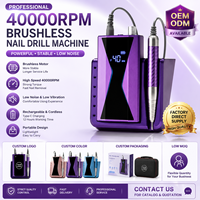 Polisseuse à gel acrylique sans fil rechargeable, perceuse à ongles électrique portable, haute puissance 40000 tr/min