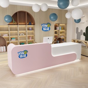 Comptoir de réception pour enfants en bois massif peint, bureau de caisse pour maternelle, idéal pour les centres d'apprentissage précoce et de formation en danse - Product Image 3