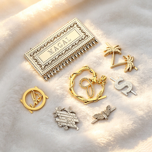 Gold Rose Gold <b>Initial</b> Letter Brooches Heart Logo Pin Badge Clothing Label Garment Decorative Metal Plated Stitch Laser Cut - Product Image 3