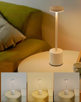 Lámpara de Mesa LED Inalámbrica Recargable con 3 Modos de Iluminación, Luz Regulable, Lámparas de Escritorio Portátiles de Hierro para Restaurantes Modernos