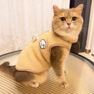 Vêtements pour chat, automne-hiver, compatibles avec la laisse, anti-chute de poils, velours secouant, doublure en polaire, chaleur, adapté aux ragdoll, aux britanniques à poils courts - Product Image 2