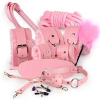 JoyPark Ensemble de menottes en cuir de haute qualité professionnel 10 pièces, barre d'écartement, bâillon, bandeau pour les yeux, certifié CE/ROHS, pour adultes